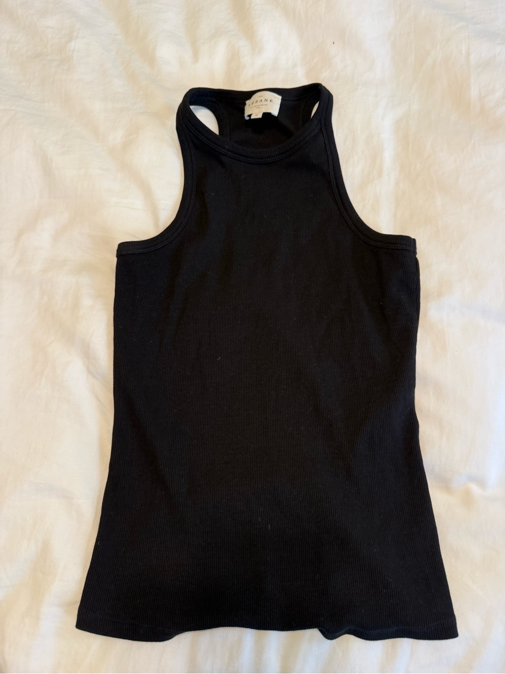 Sezane Black Ribbed High-Neck Racerback Tank - Picture 2 of 3